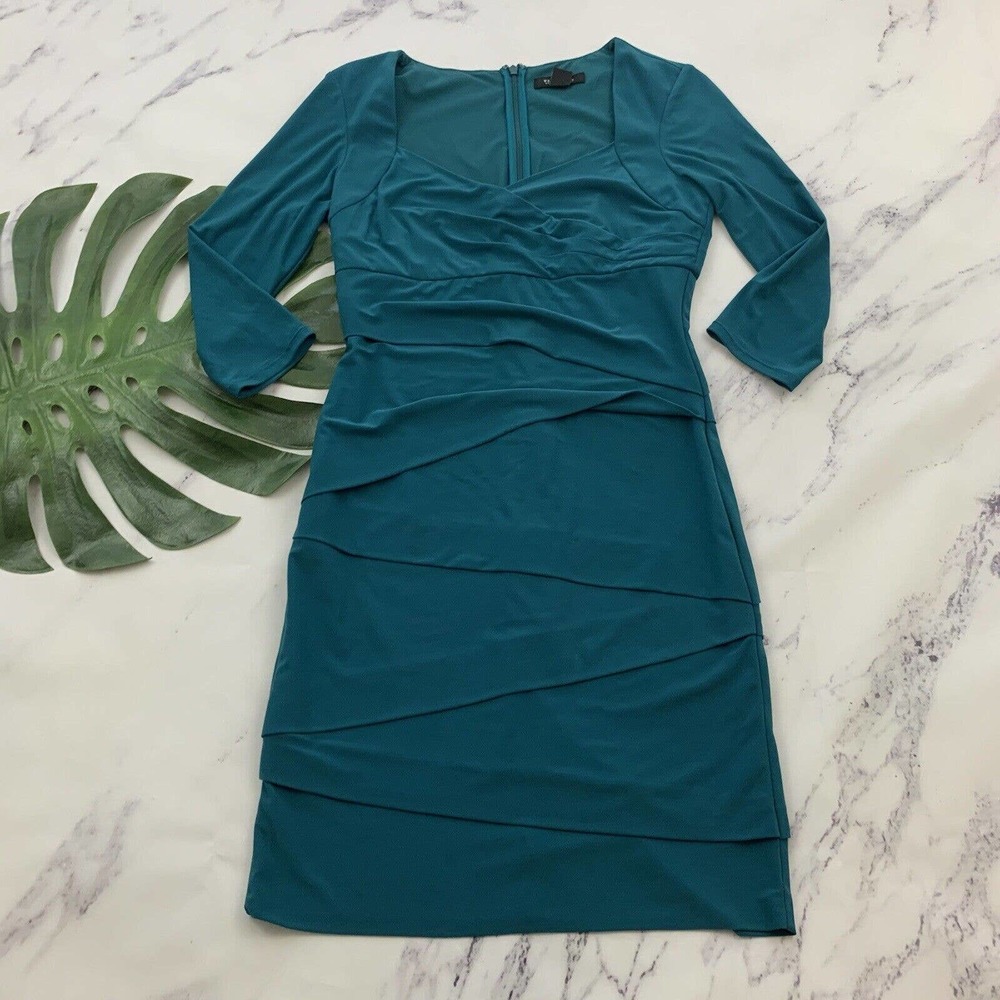 WHBM White House Black Market Instantly Slimming Sheath Dress Size 8 Teal